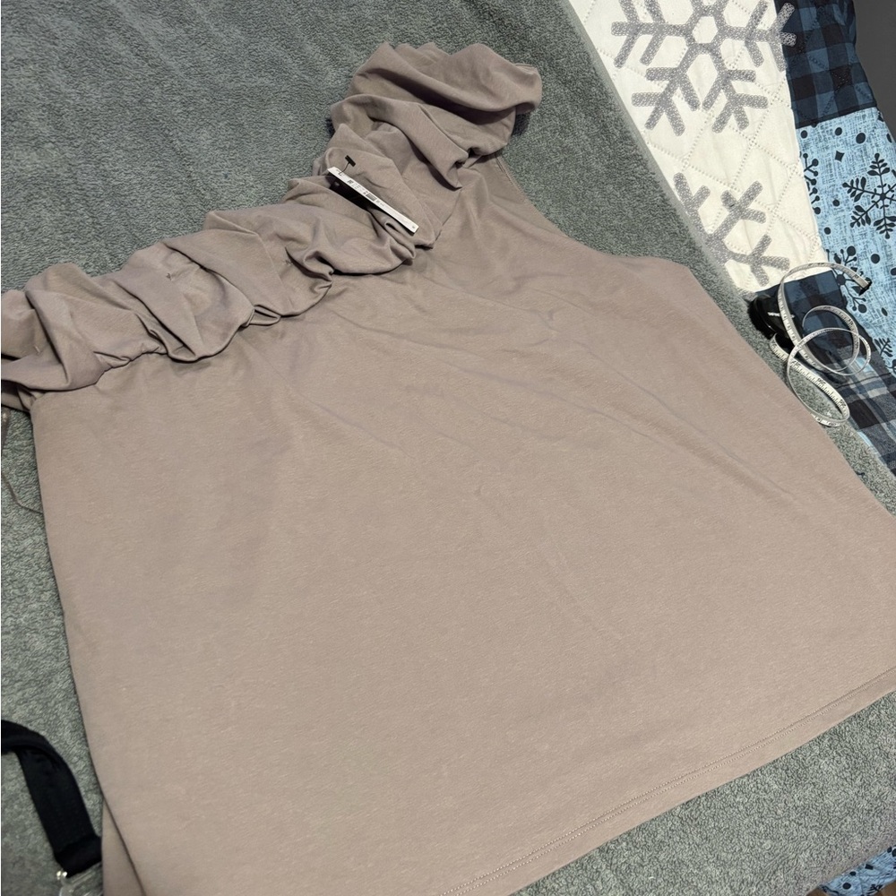 Elegant Ruffled Beige Tank Top - Picture 2 of 4